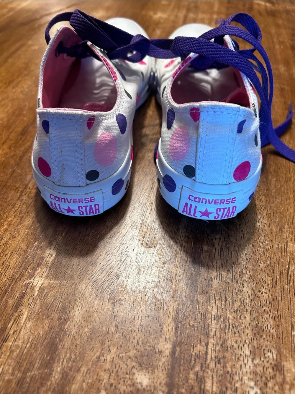 Converse Polka Dot Low Top Sneakers in Purple White and Pink